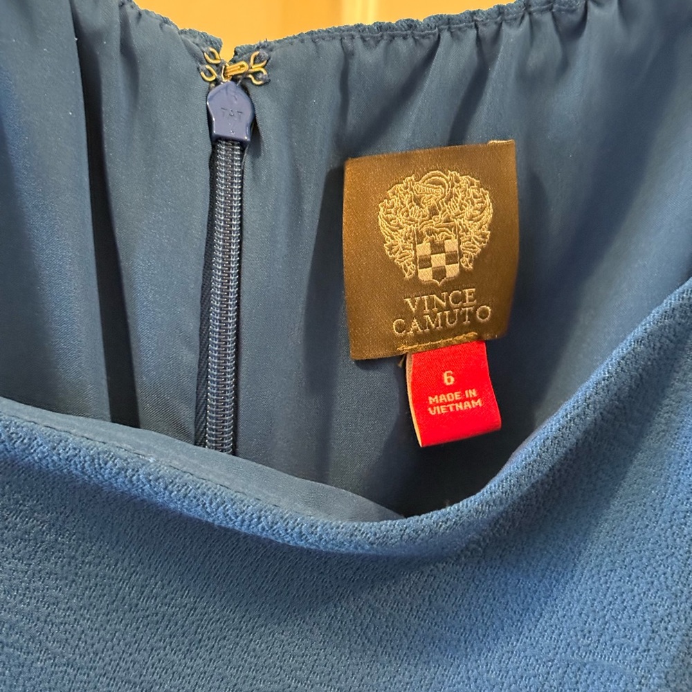 Vince Camuto Royal Blue Ruffle Fit & Flare Dress Size 6 - Picture 5 of 11